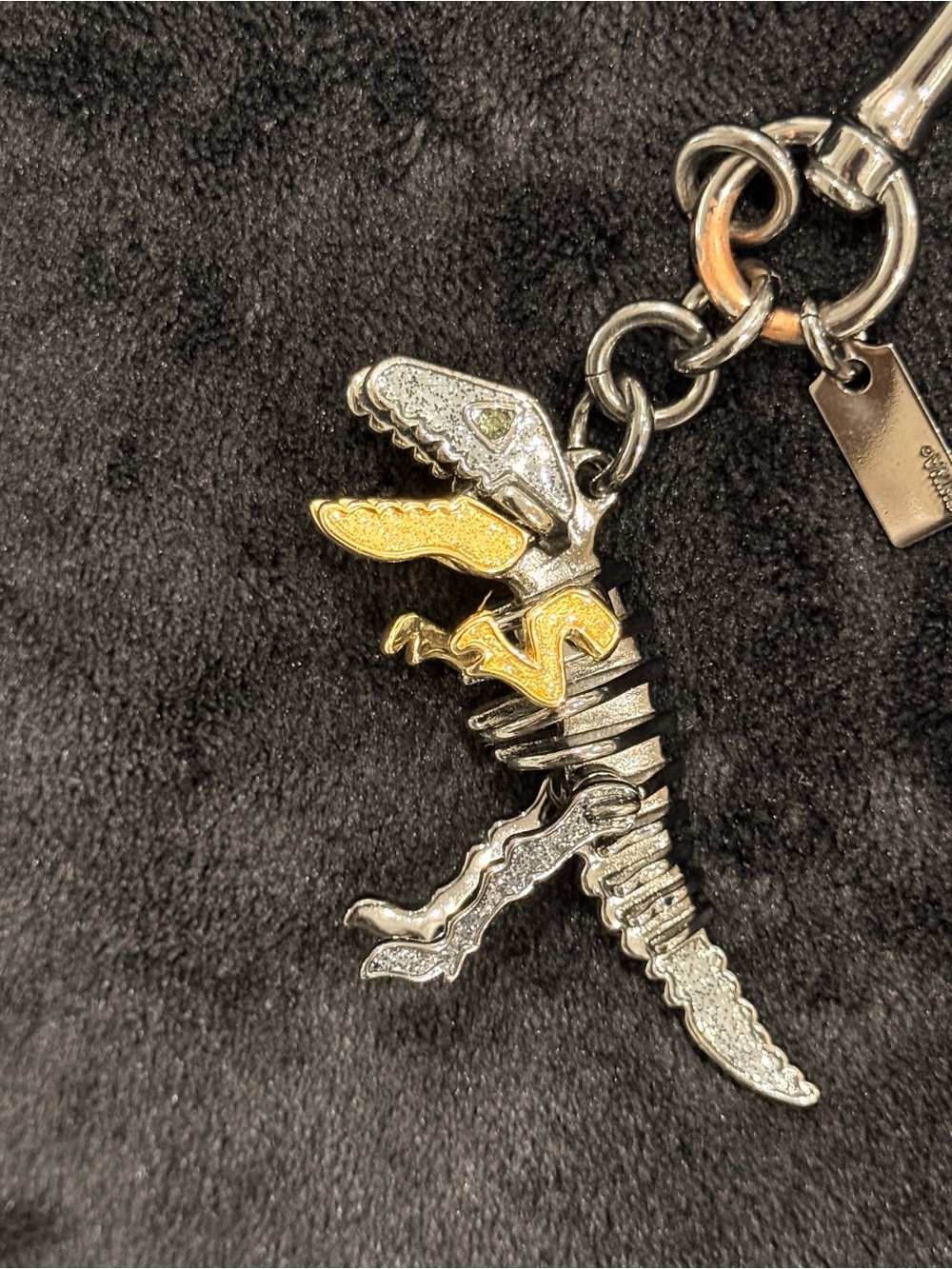 Coach HTF Gunmetal Glitter Rexy Dinosaur Adjustable Jaw, Arms & Legs Bag Charm - Picture 2 of 4